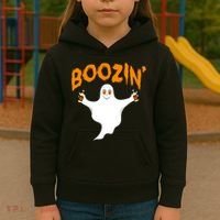 Boozin' Ghost With Beer Kids Hoodie thumb 3