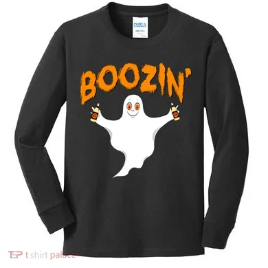 Boozin' Ghost With Beer Kids Long Sleeve Shirt