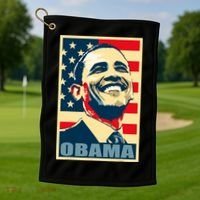 Barack Obama President 44 American Flag Happy Democrat Golf Towel thumb 1