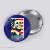 Barack Obama President 44 American Flag Happy Democrat Button thumb 0
