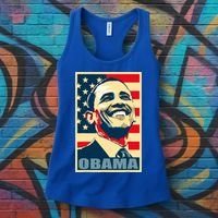 Barack Obama President 44 American Flag Happy Democrat Women's Tank Top thumb 3