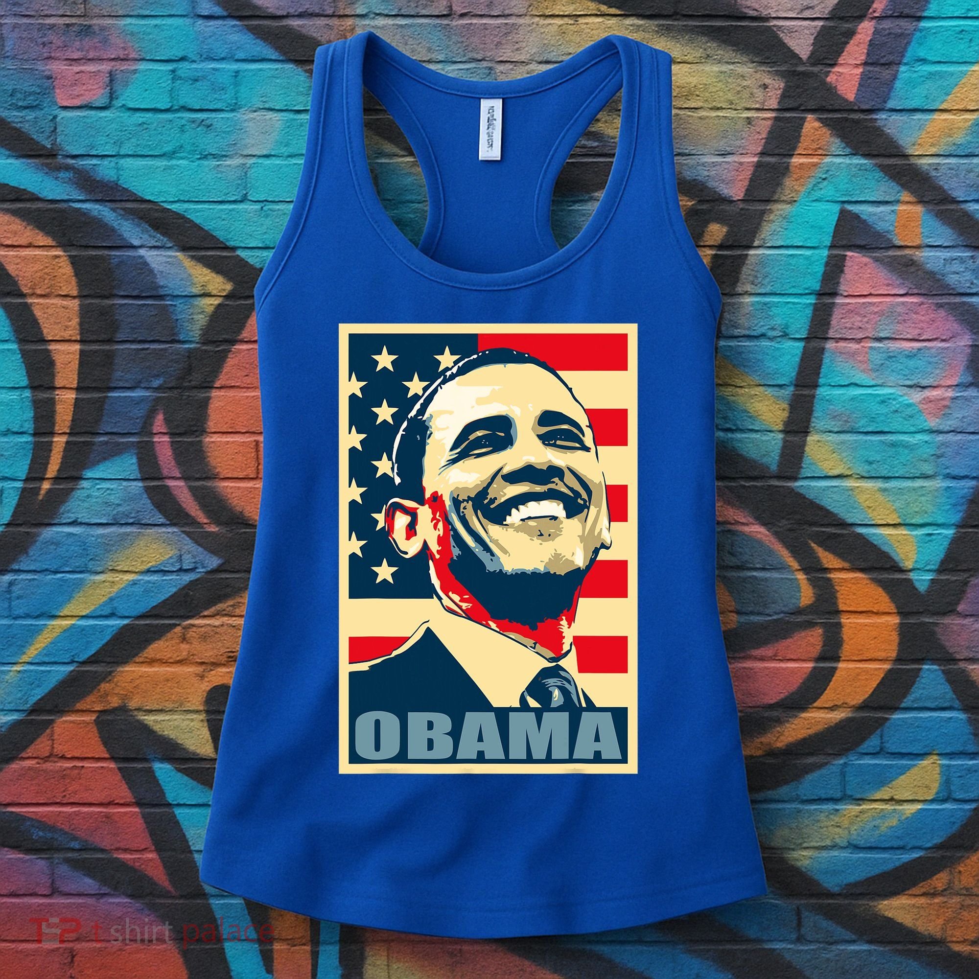 Barack Obama President 44 American Flag Happy Democrat Women's Tank Top