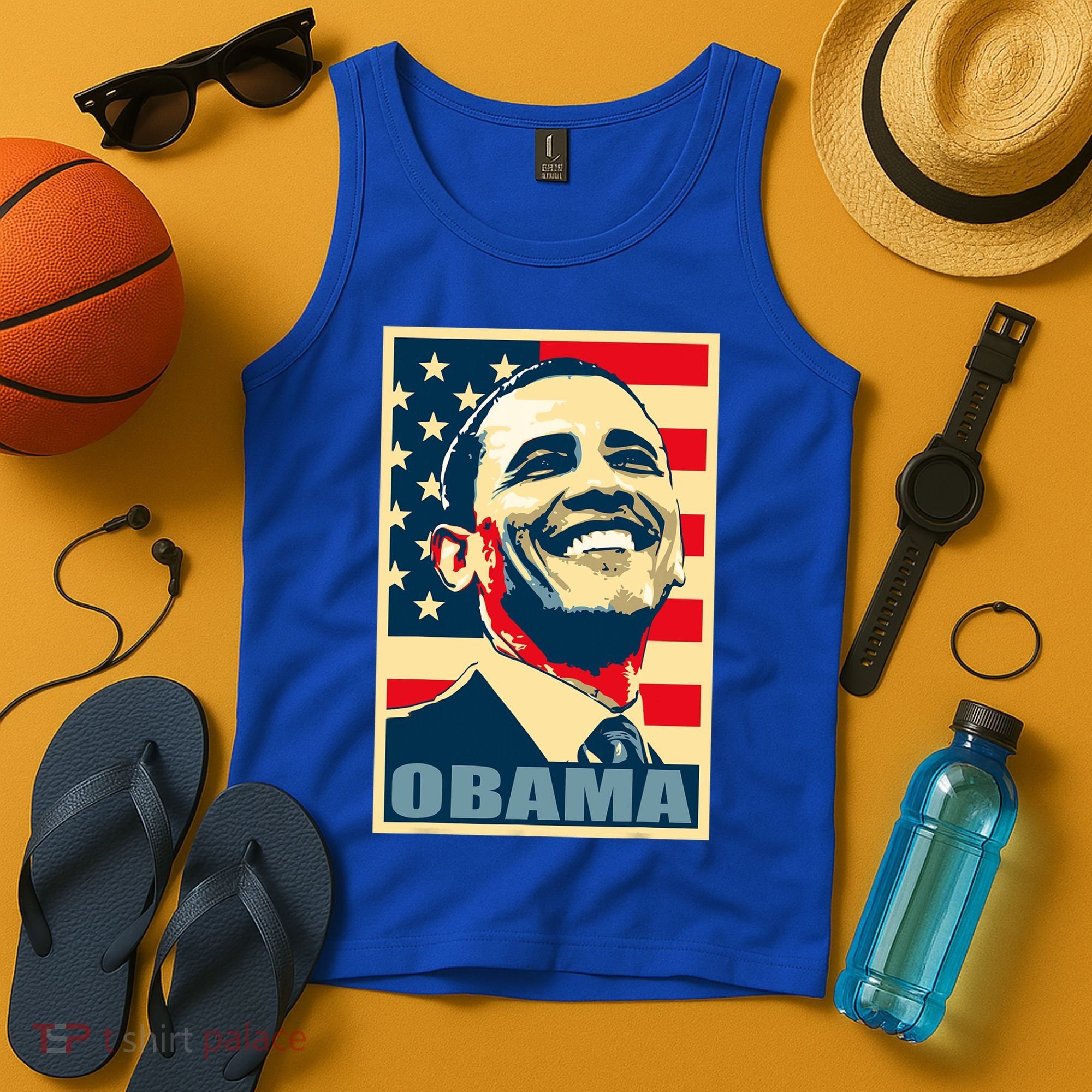 Barack Obama President 44 American Flag Happy Democrat Tank Top