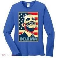 Barack Obama President 44 American Flag Happy Democrat Women's Long Sleeve Shirt thumb 0