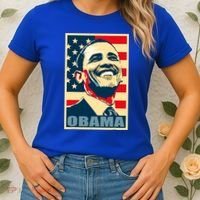 Barack Obama President 44 American Flag Happy Democrat Women's T-Shirt thumb 2
