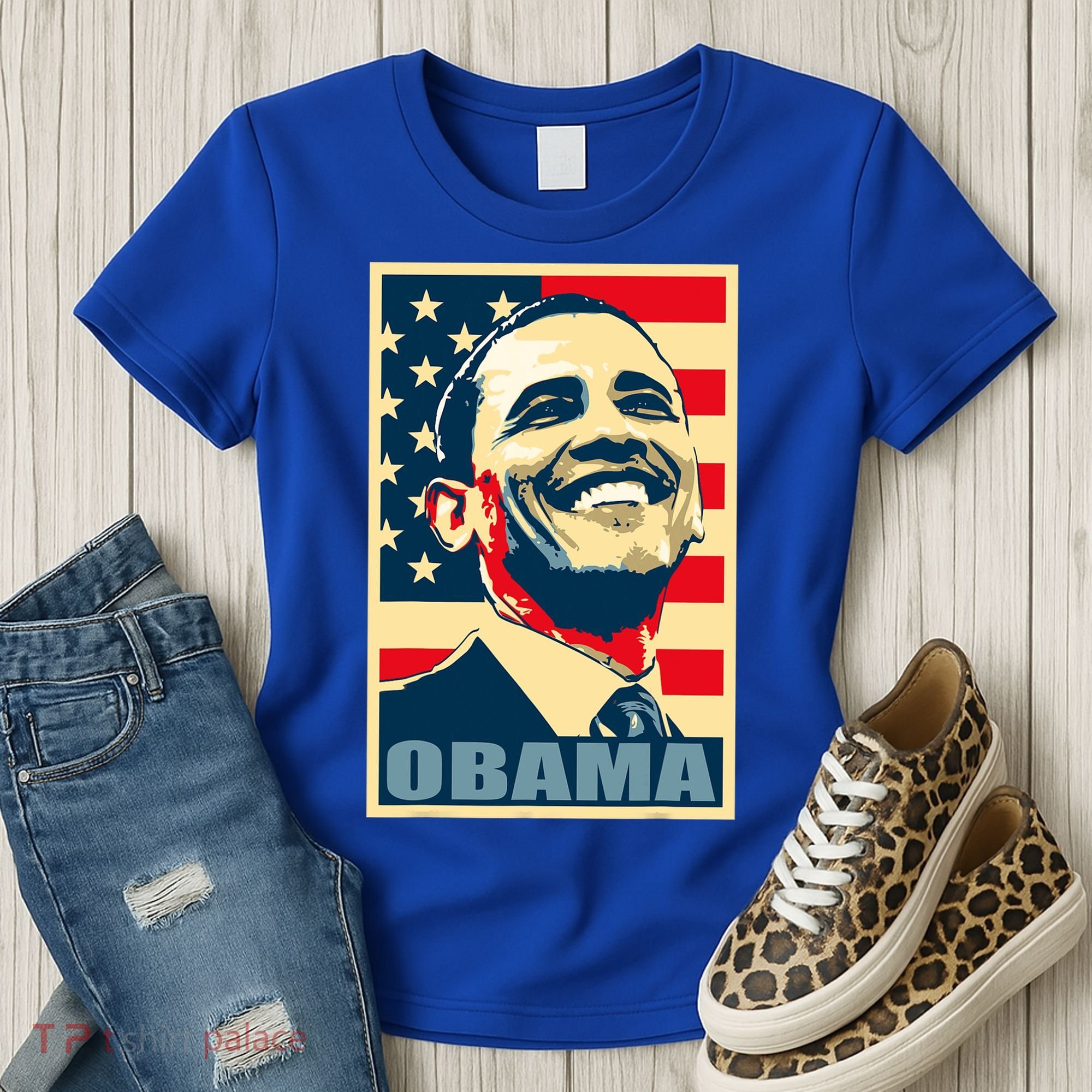 Barack Obama President 44 American Flag Happy Democrat Women's T-Shirt