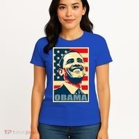 Barack Obama President 44 American Flag Happy Democrat Women's T-Shirt thumb 4