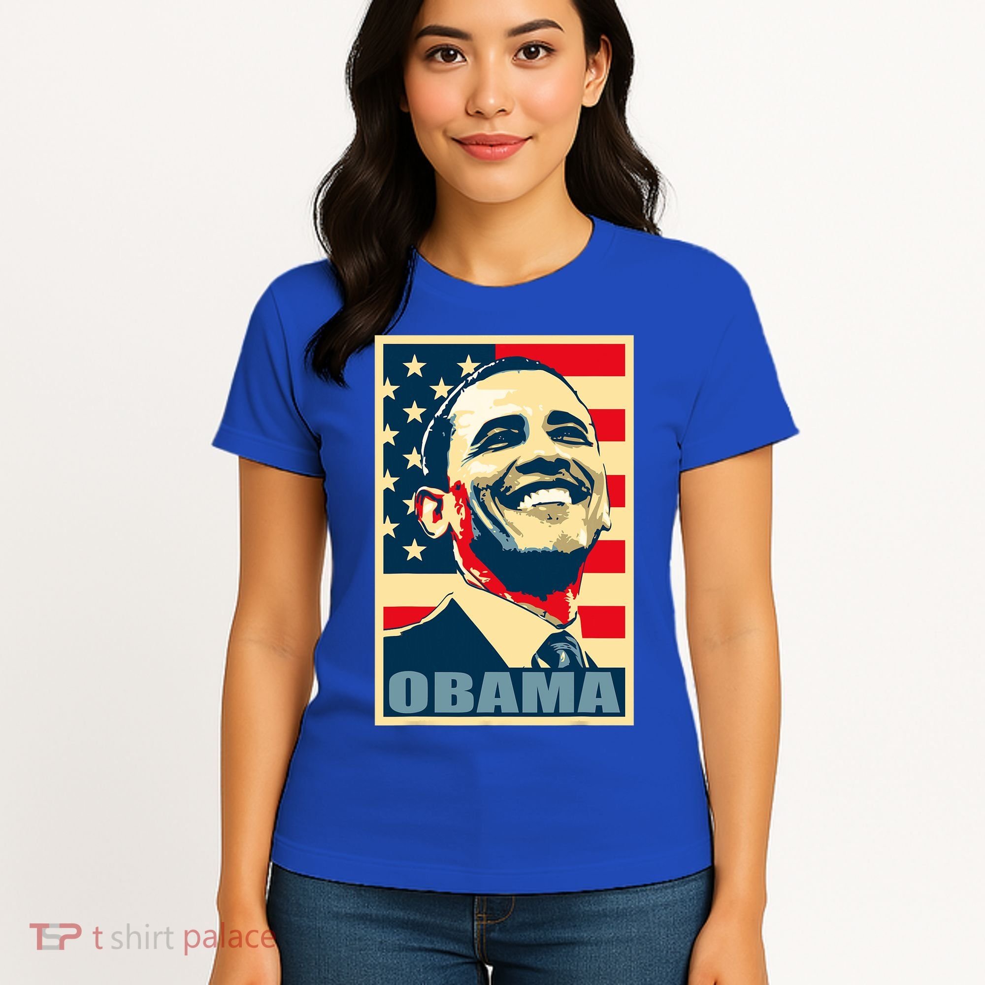 Barack Obama President 44 American Flag Happy Democrat Women's T-Shirt