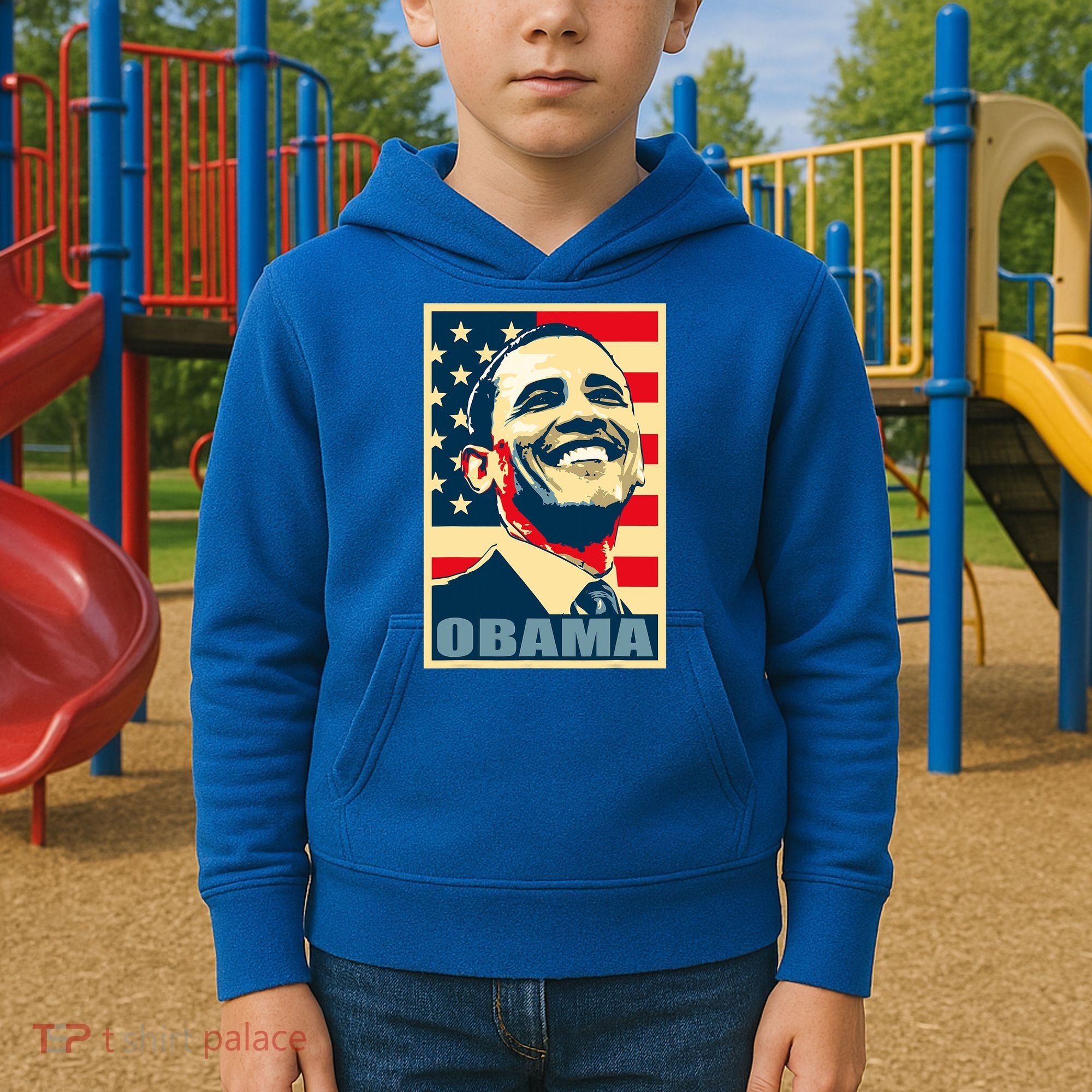 Barack Obama President 44 American Flag Happy Democrat Kids Hoodie