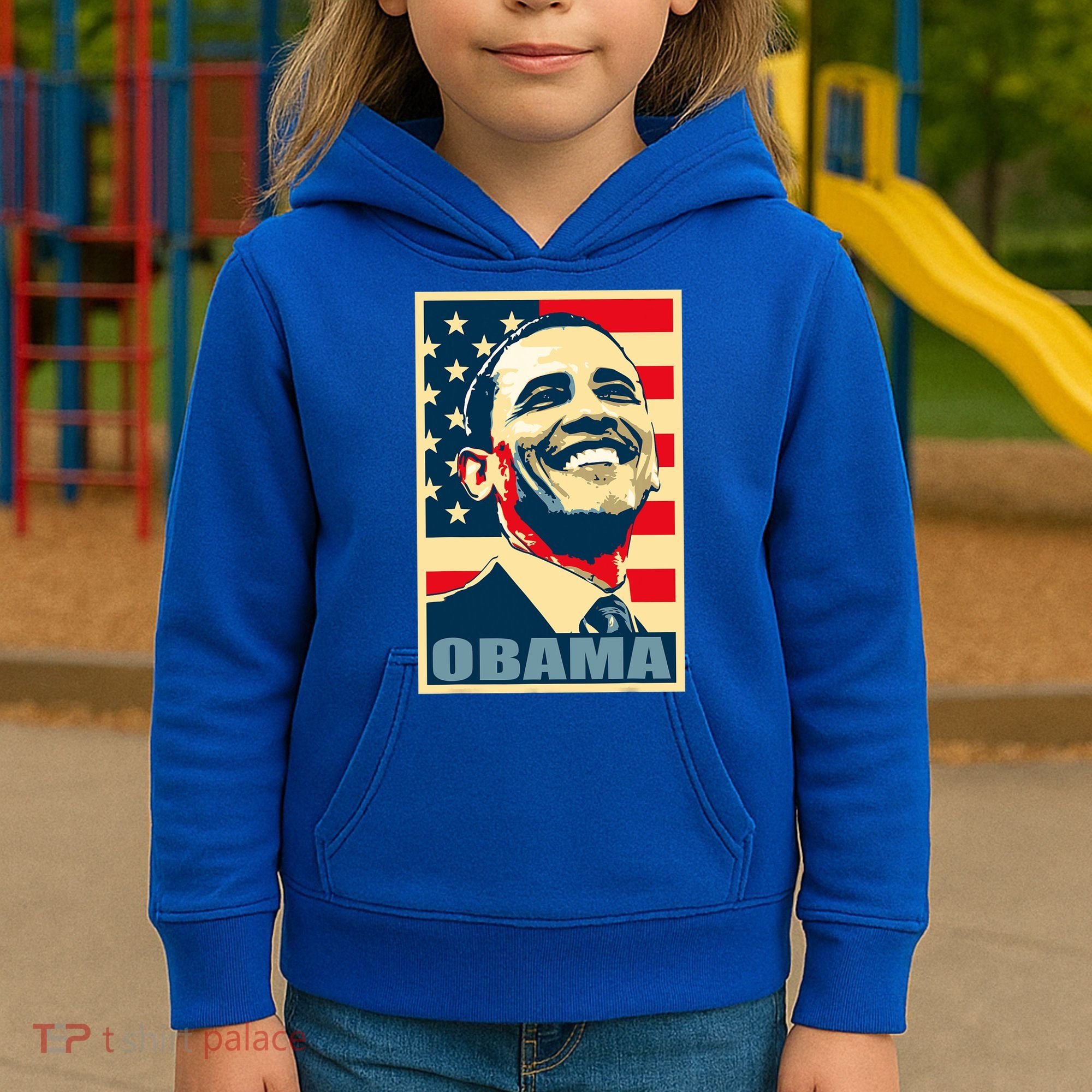 Barack Obama President 44 American Flag Happy Democrat Kids Hoodie