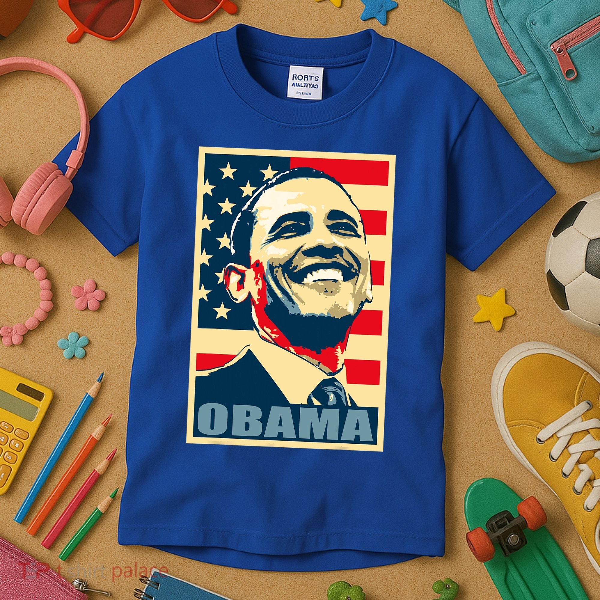 Barack Obama President 44 American Flag Happy Democrat Kids T-Shirt