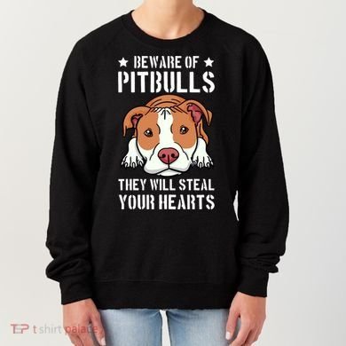 Beware Of Pitbull They Will Still Your Heart Pit Bull Pibble Cute Gift Women's Sweatshirt