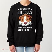 Beware Of Pitbull They Will Still Your Heart Pit Bull Pibble Cute Gift Women's Sweatshirt thumb 0