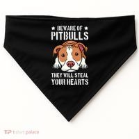 Beware Of Pitbull They Will Still Your Heart Pit Bull Pibble Cute Gift USA-Made Doggie Bandana thumb 0