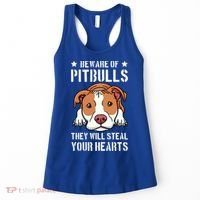 Beware Of Pitbull They Will Still Your Heart Pit Bull Pibble Cute Gift Women's Tank Top thumb 0