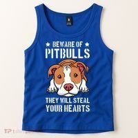 Beware Of Pitbull They Will Still Your Heart Pit Bull Pibble Cute Gift Tank Top thumb 2