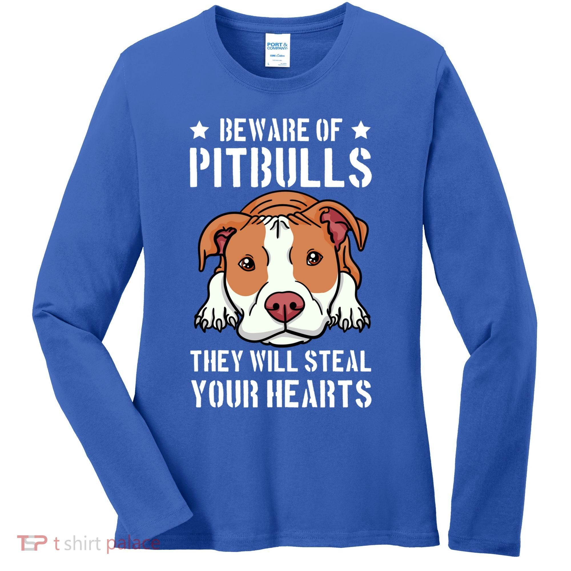 Beware Of Pitbull They Will Still Your Heart Pit Bull Pibble Cute Gift Women's Long Sleeve Shirt