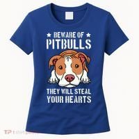 Beware Of Pitbull They Will Still Your Heart Pit Bull Pibble Cute Gift Women's T-Shirt thumb 0