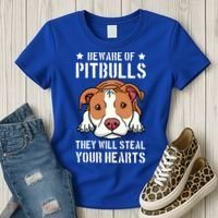 Beware Of Pitbull They Will Still Your Heart Pit Bull Pibble Cute Gift Women's T-Shirt thumb 3