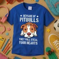 Beware Of Pitbull They Will Still Your Heart Pit Bull Pibble Cute Gift Kids T-Shirt thumb 3