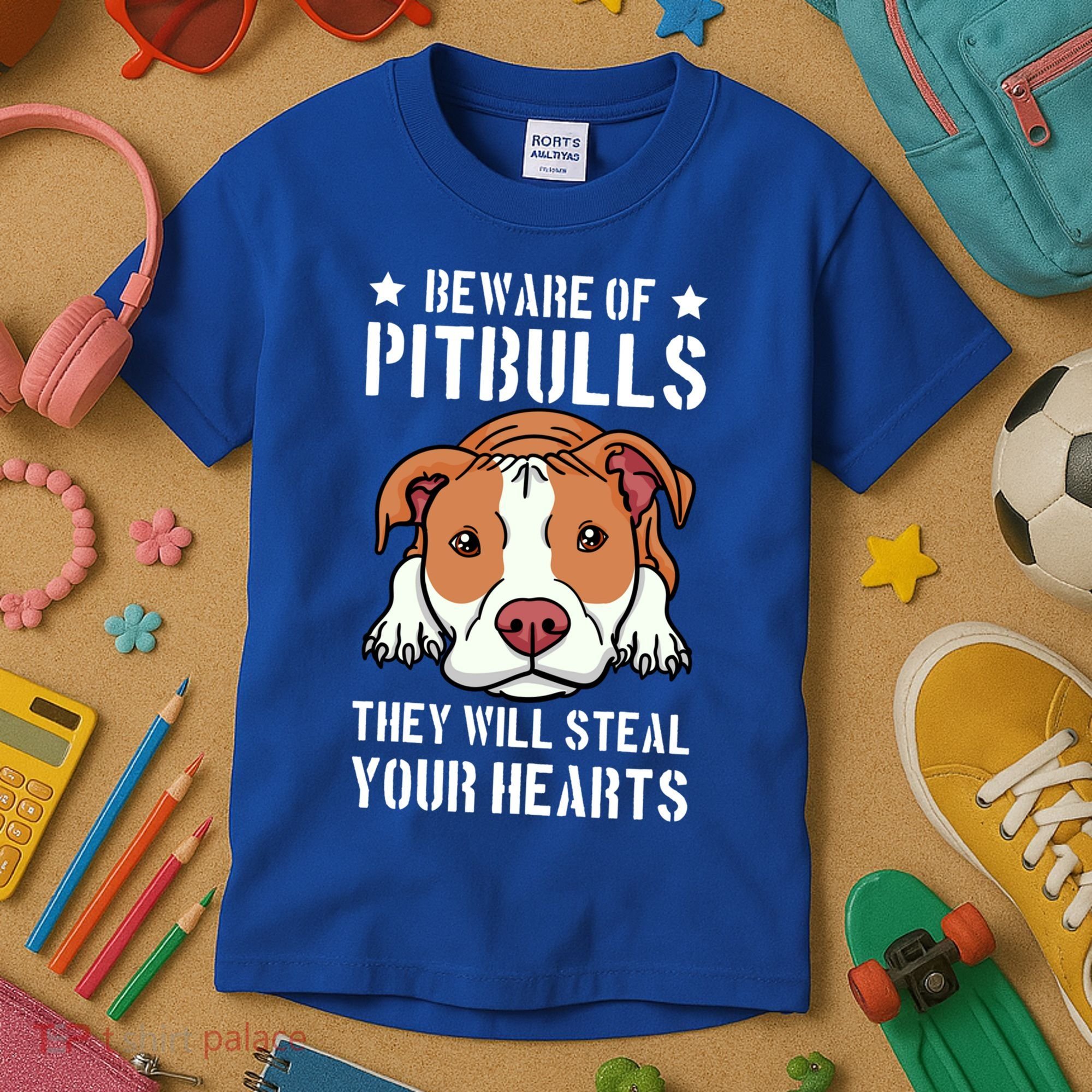 Beware Of Pitbull They Will Still Your Heart Pit Bull Pibble Cute Gift Kids T-Shirt