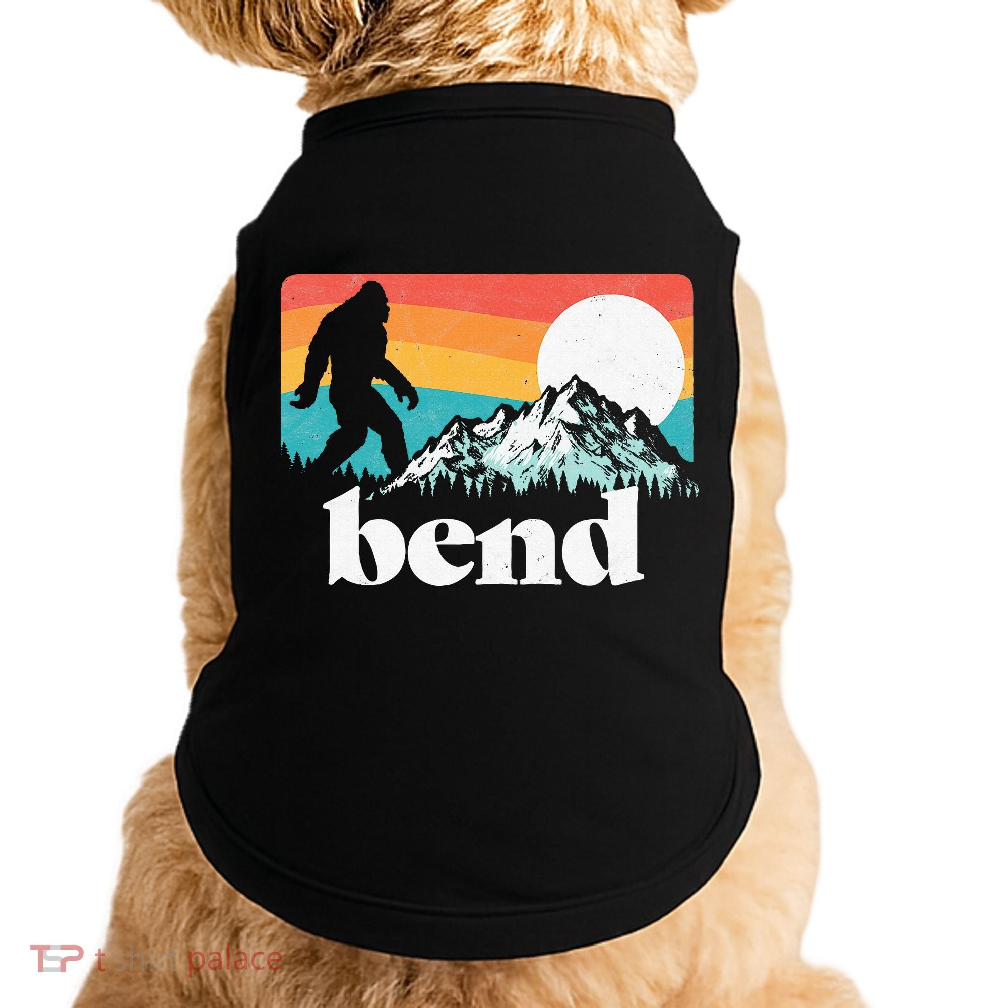 Bend Oregon Retro Bigfoot Mountains Doggie Tank