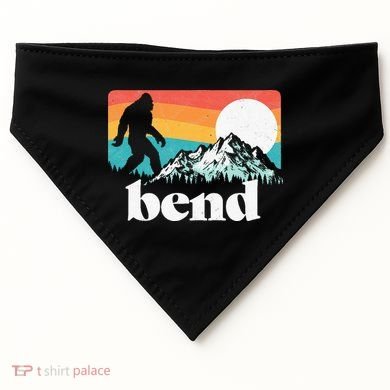 Bend Oregon Retro Bigfoot Mountains USA-Made Doggie Bandana