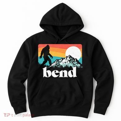 Bend Oregon Retro Bigfoot Mountains Hoodie