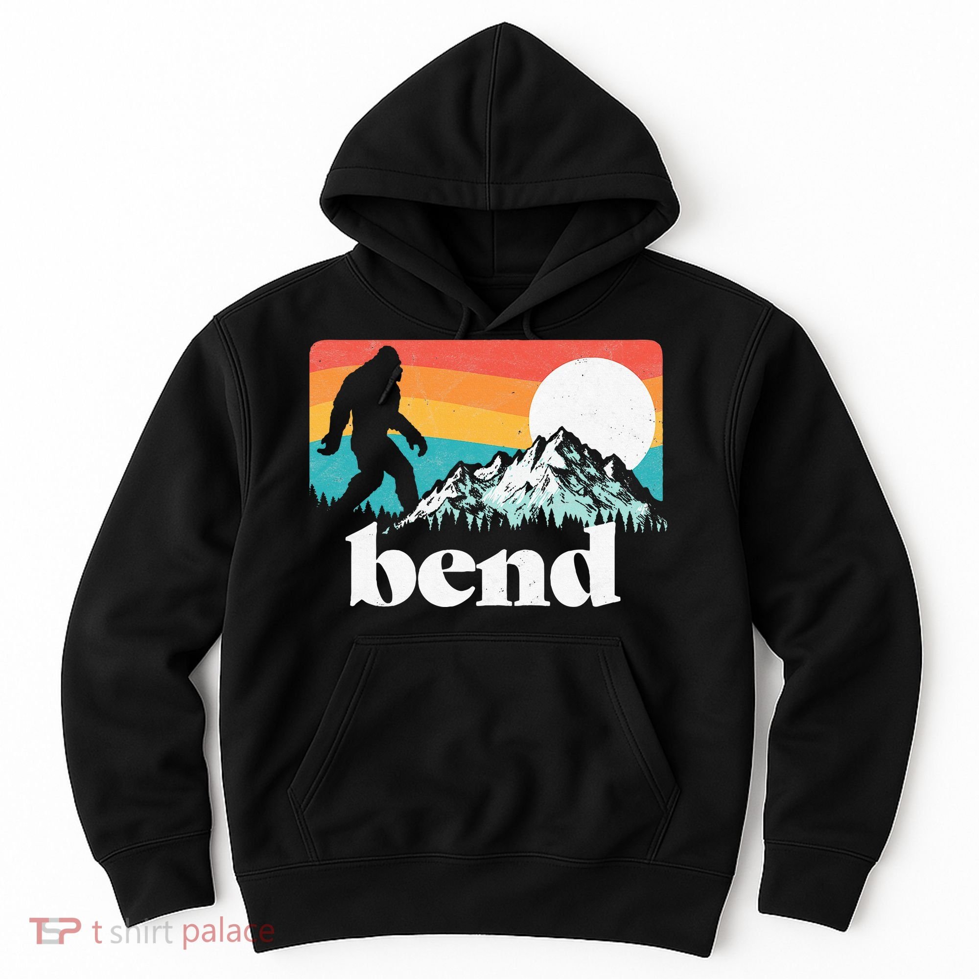 Bend Oregon Retro Bigfoot Mountains Hoodie
