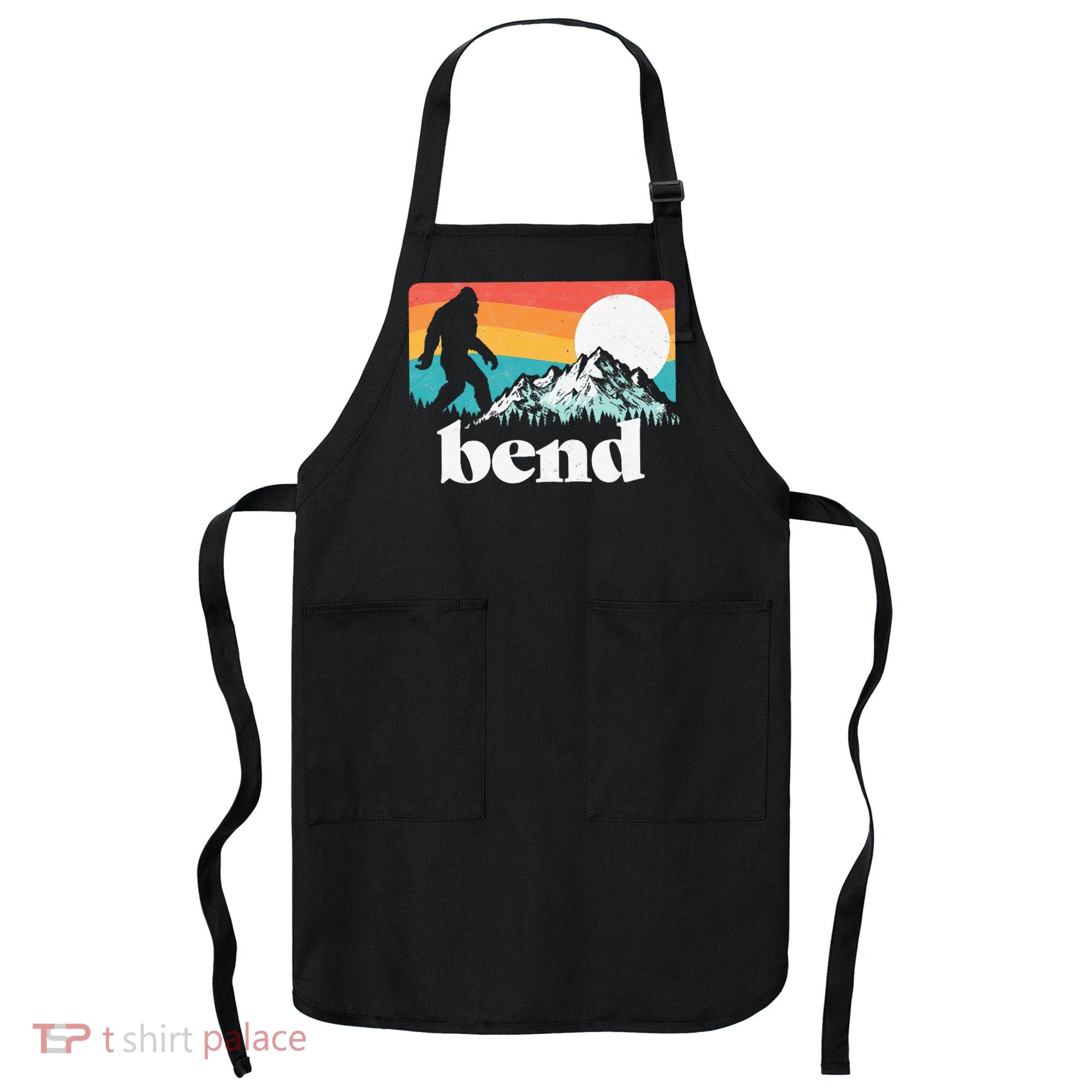Bend Oregon Retro Bigfoot Mountains Apron
