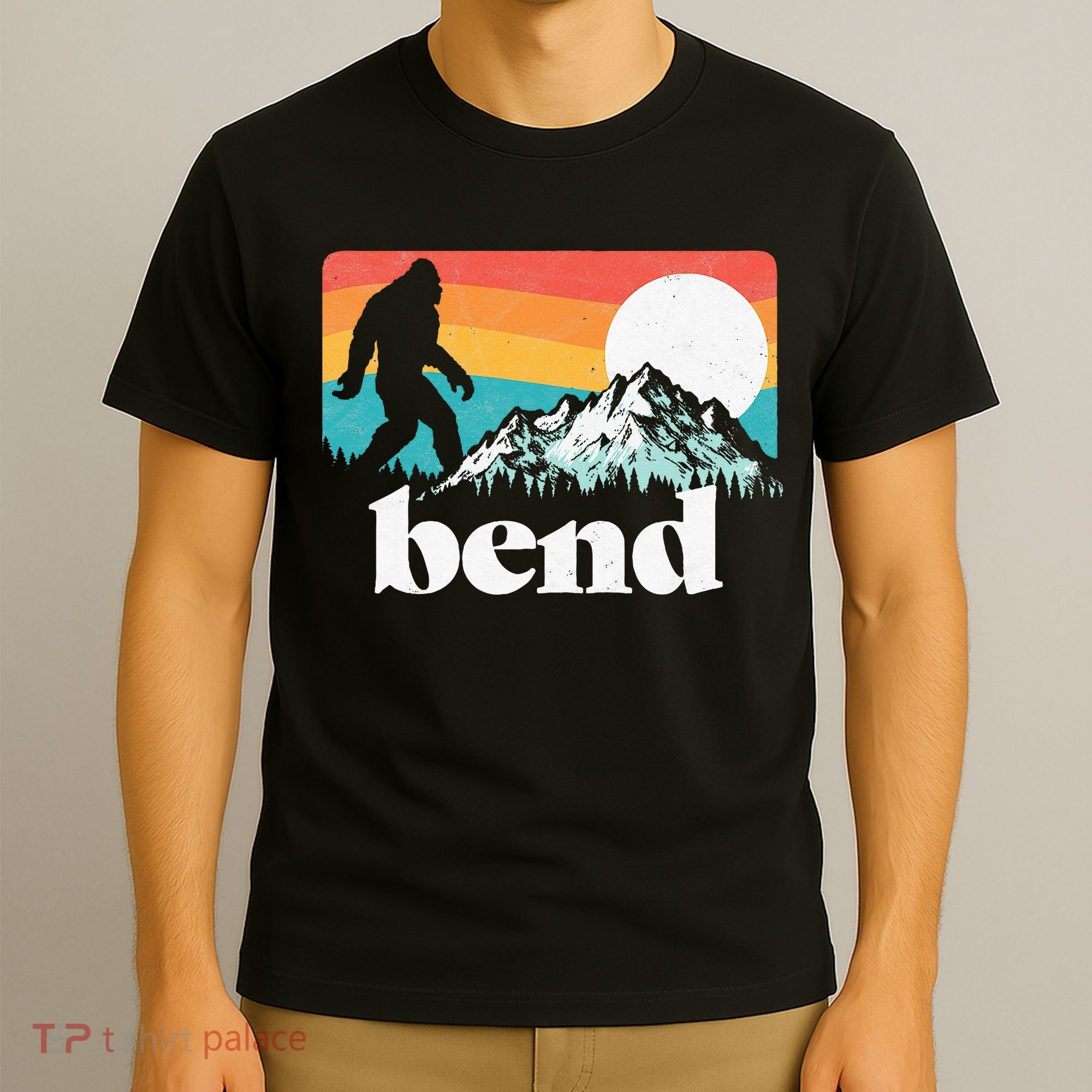 Bend Oregon Retro Bigfoot Mountains T-Shirt