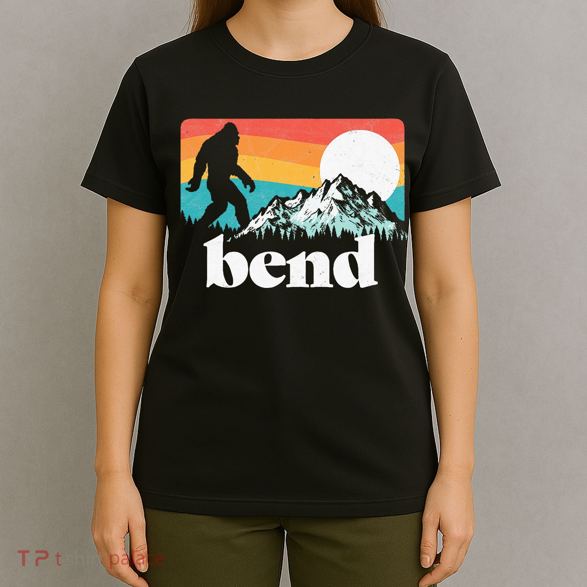 Bend Oregon Retro Bigfoot Mountains T-Shirt