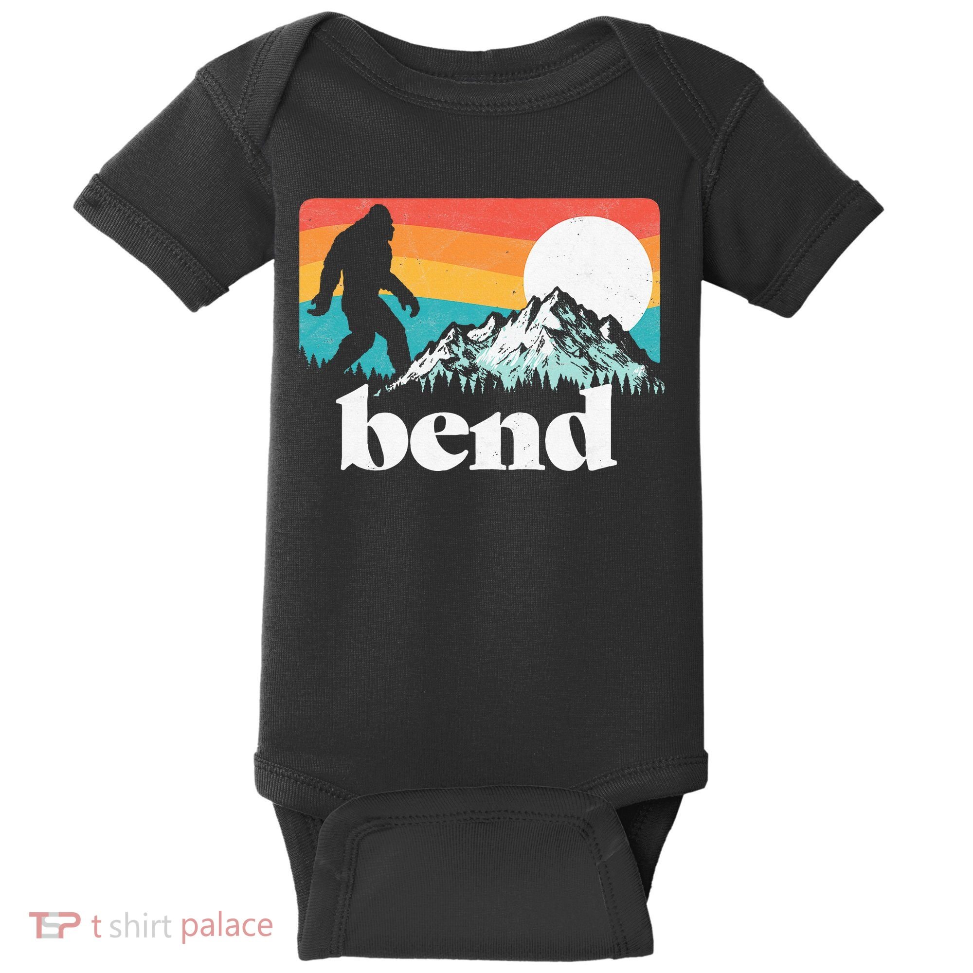 Bend Oregon Retro Bigfoot Mountains Baby Bodysuit