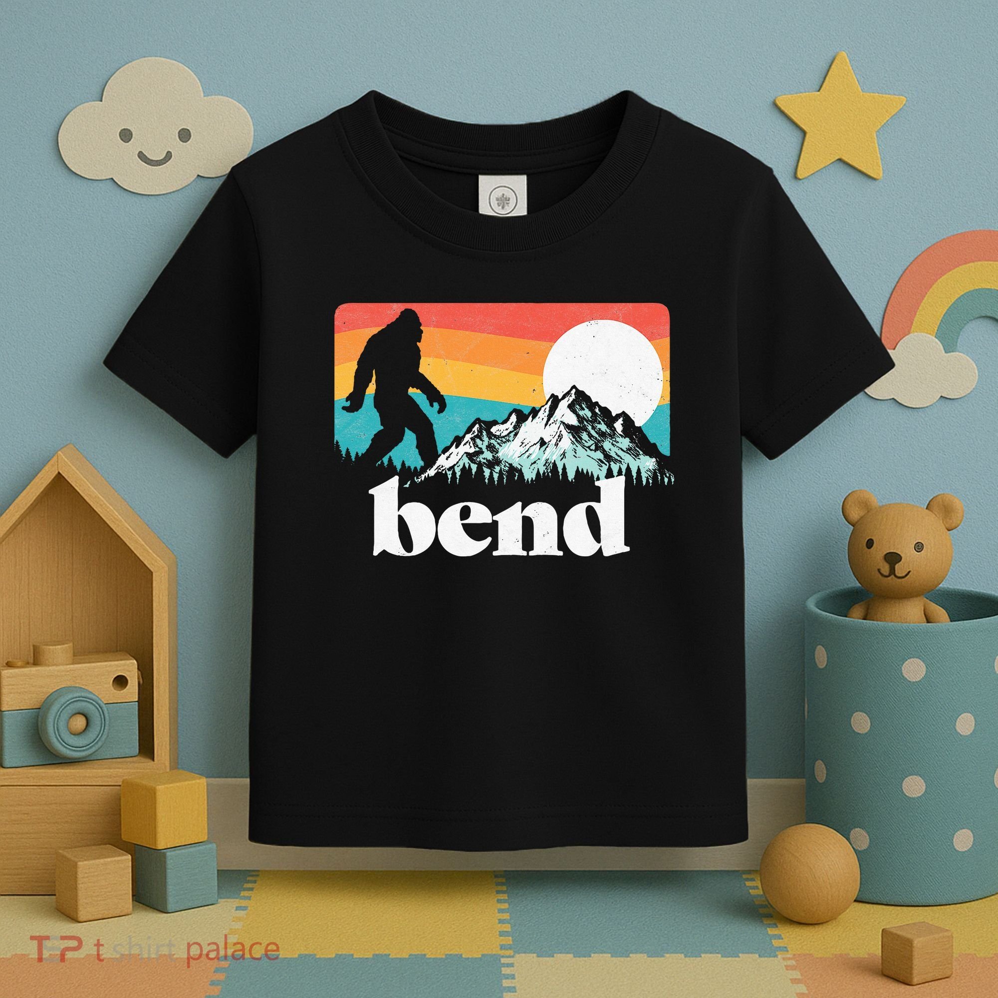 Bend Oregon Retro Bigfoot Mountains Toddler T-Shirt