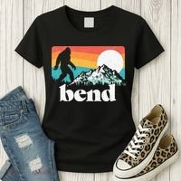 Bend Oregon Retro Bigfoot Mountains Women's T-Shirt thumb 3