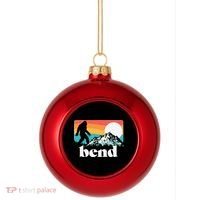 Bend Oregon Retro Bigfoot Mountains Plastic Christmas Ball Ornament thumb 0
