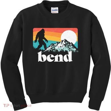 Bend Oregon Retro Bigfoot Mountains Kids Sweatshirt