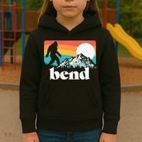 Bend Oregon Retro Bigfoot Mountains Kids Hoodie thumb 3