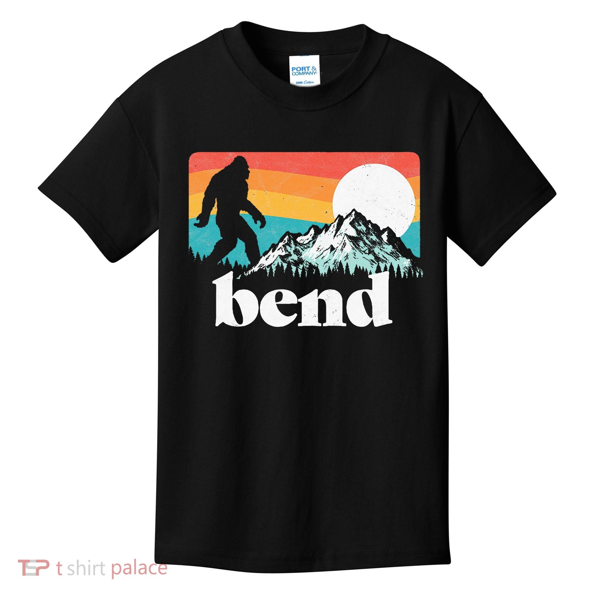 Bend Oregon Retro Bigfoot Mountains Kids T-Shirt