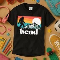 Bend Oregon Retro Bigfoot Mountains Kids T-Shirt thumb 3