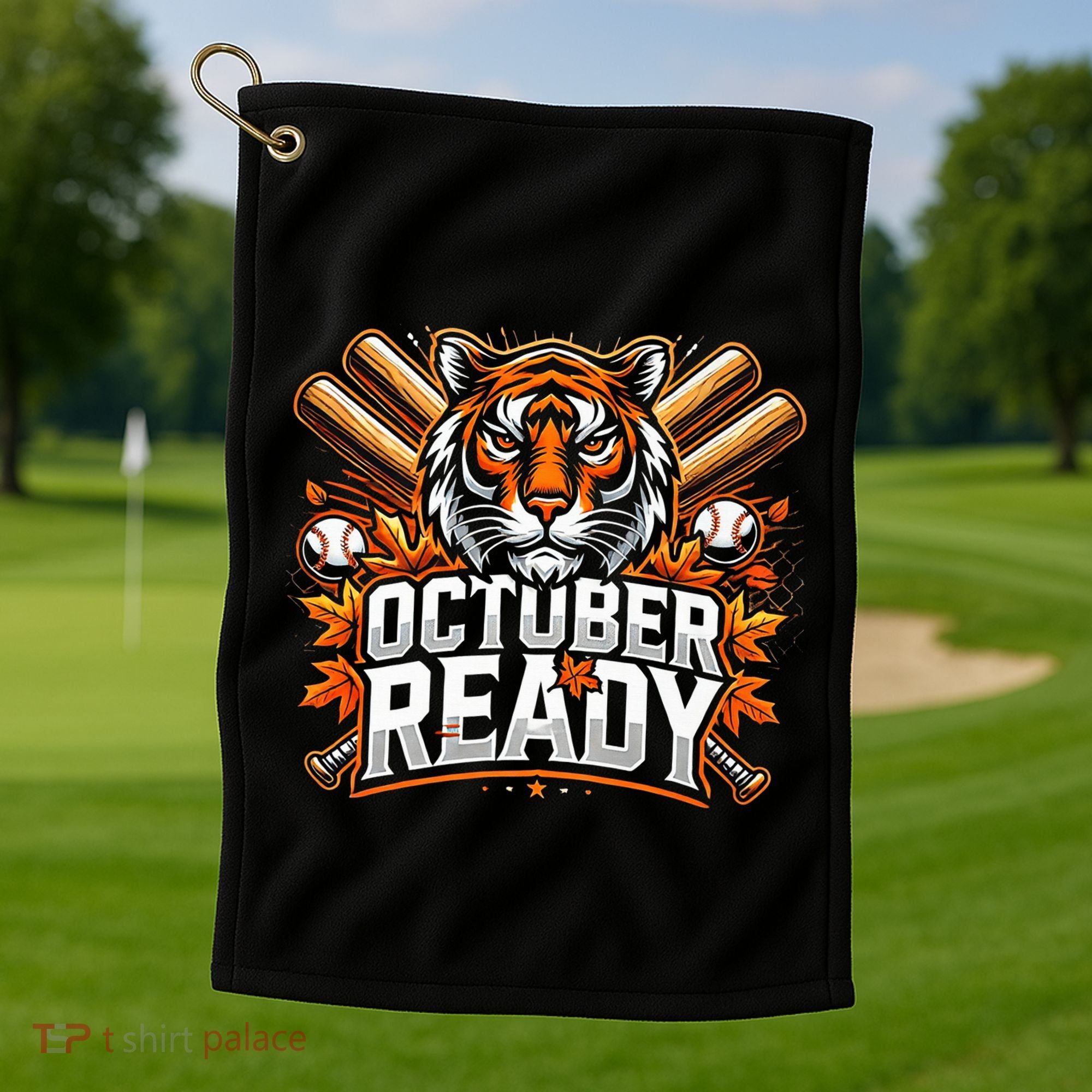 Baseball October Ready Tiger D Golf Towel
