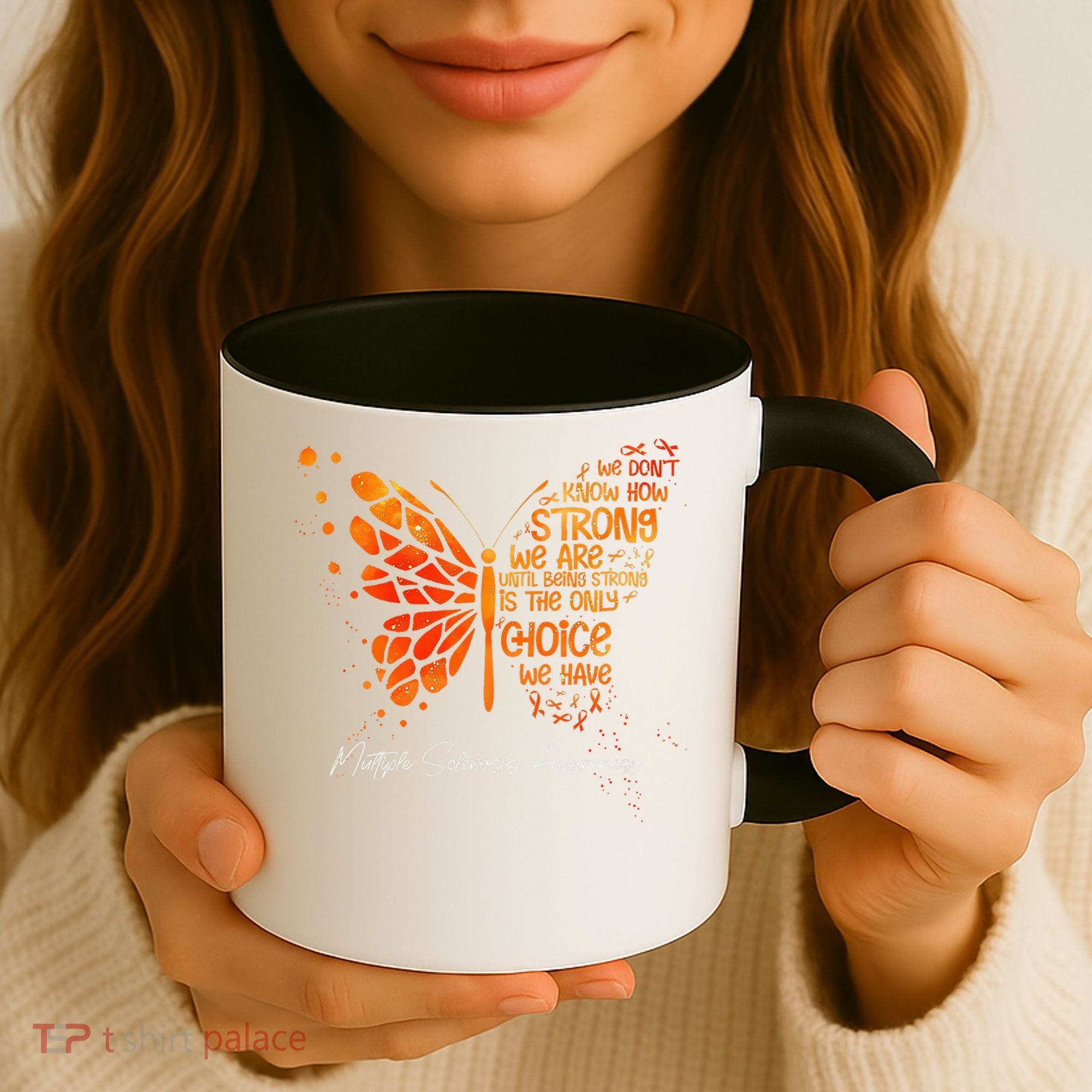 Butterfly Orange Ribbon Multiple Sclerosis Awareness Coffee Mug