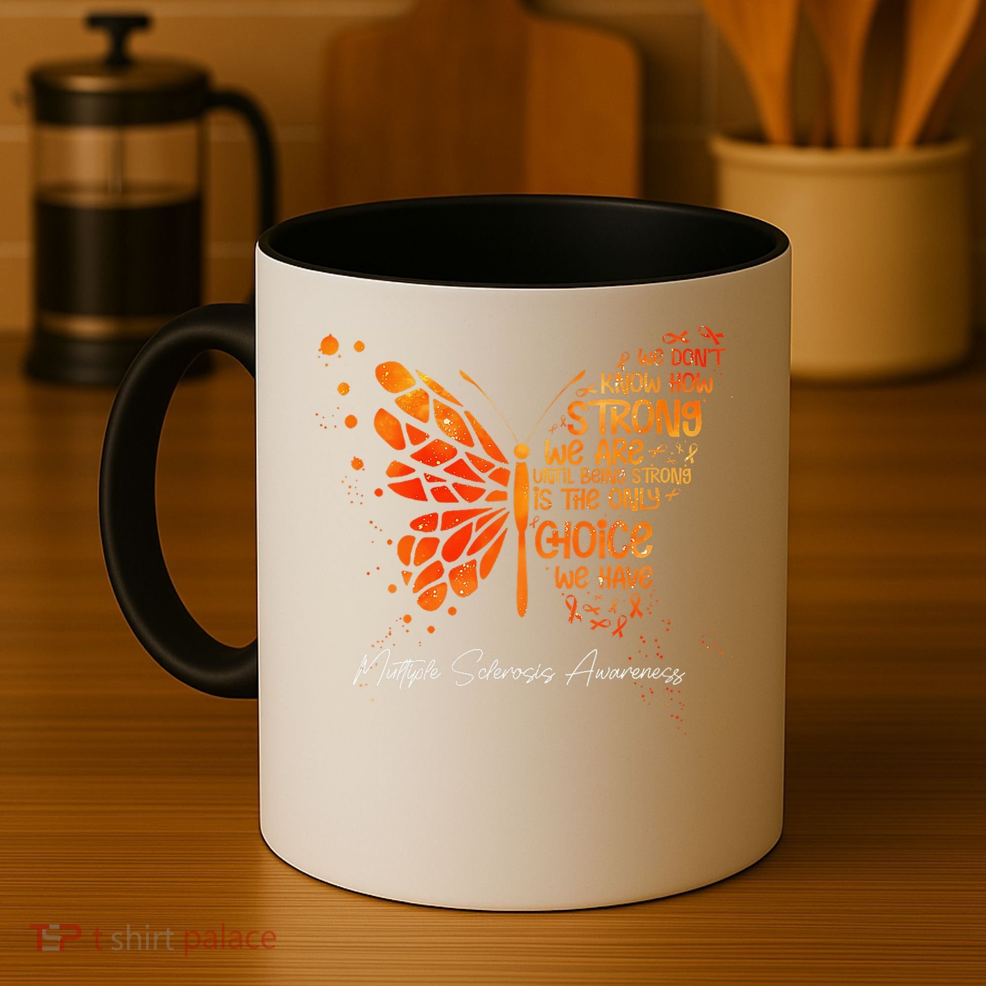 Butterfly Orange Ribbon Multiple Sclerosis Awareness Coffee Mug