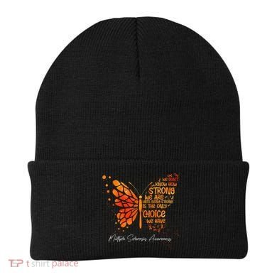Butterfly Orange Ribbon Multiple Sclerosis Awareness Beanie