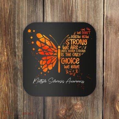 Butterfly Orange Ribbon Multiple Sclerosis Awareness Coaster
