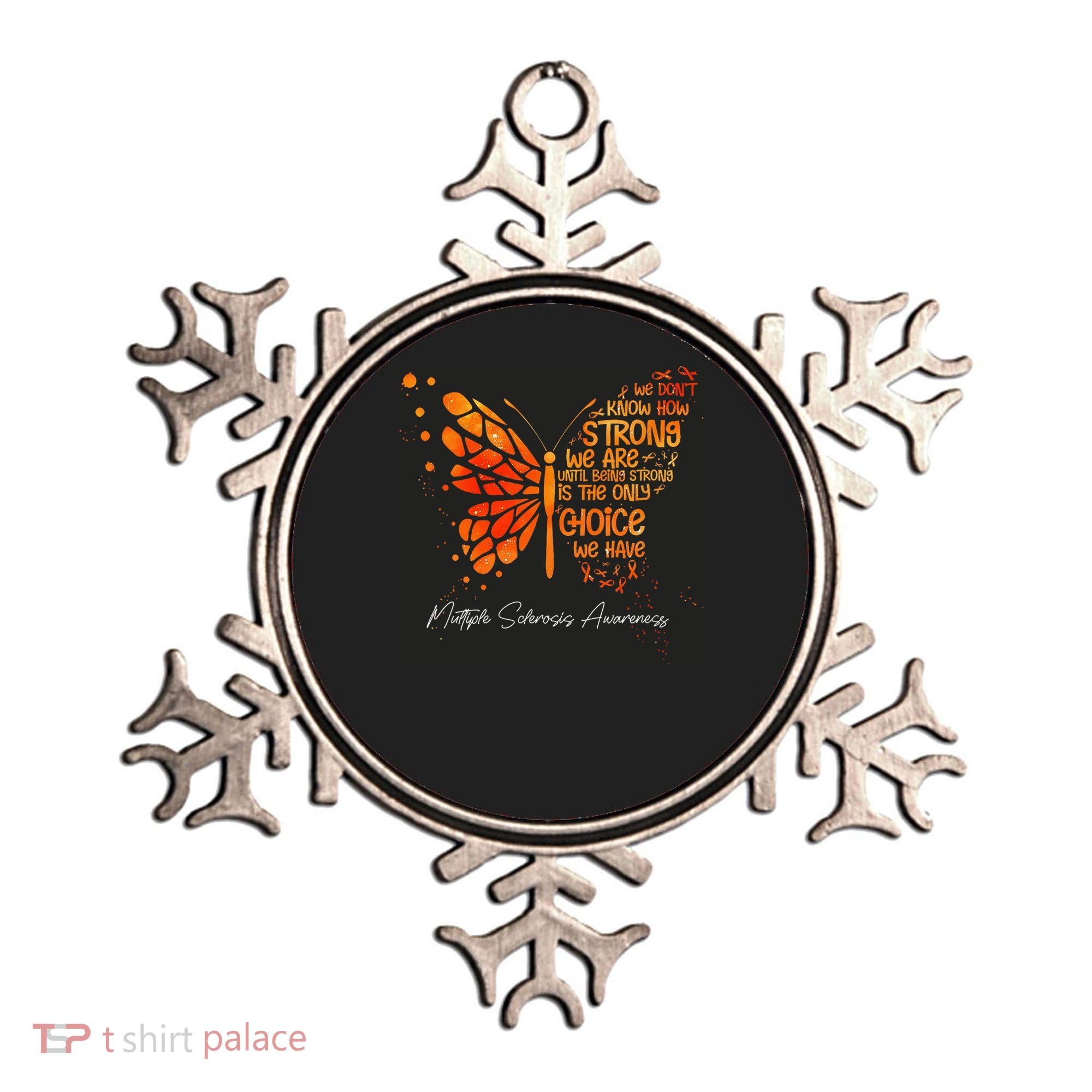 Butterfly Orange Ribbon Multiple Sclerosis Awareness Ornament
