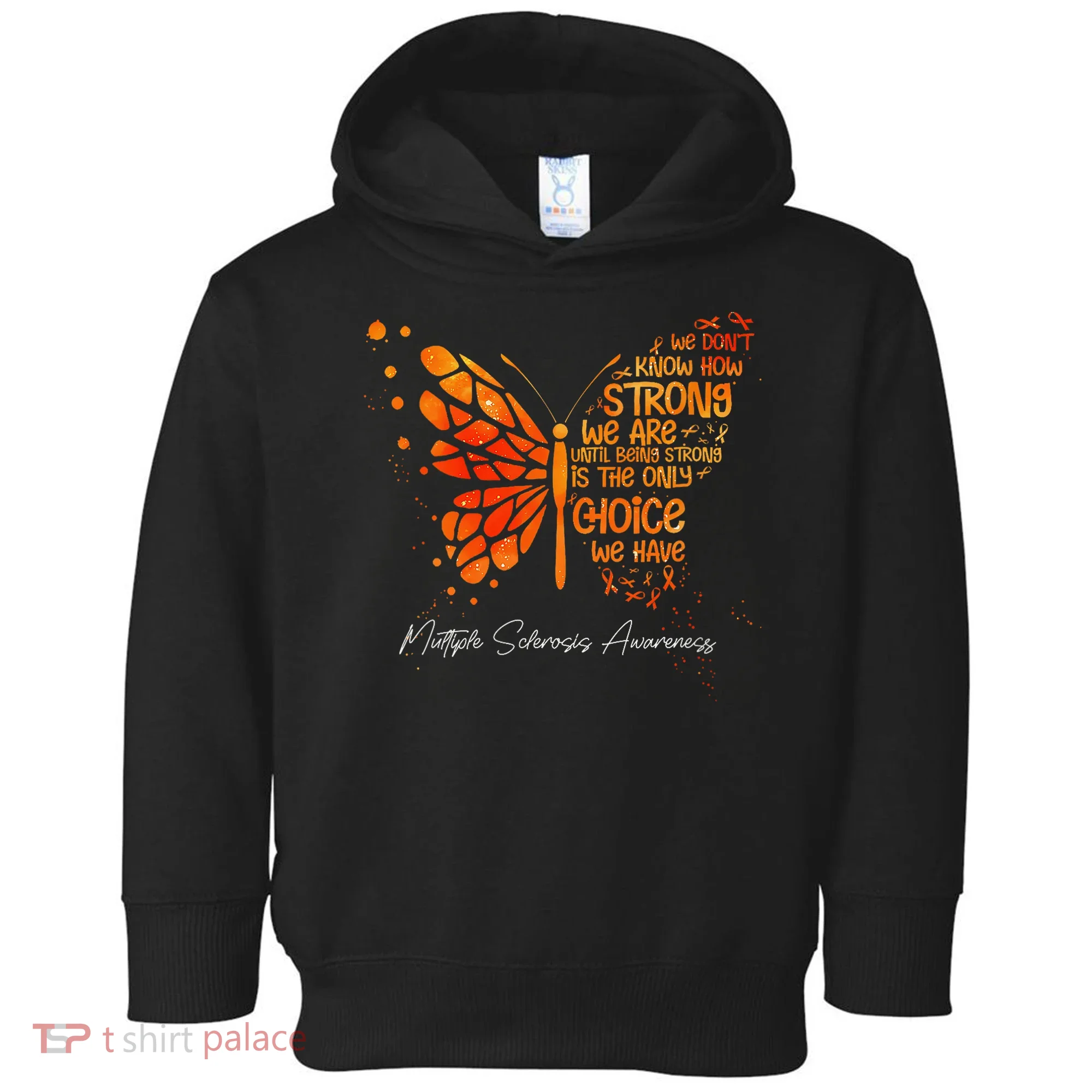 Butterfly Orange Ribbon Multiple Sclerosis Awareness Toddler Hoodie