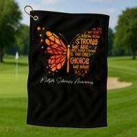 Butterfly Orange Ribbon Multiple Sclerosis Awareness Golf Towel thumb 1