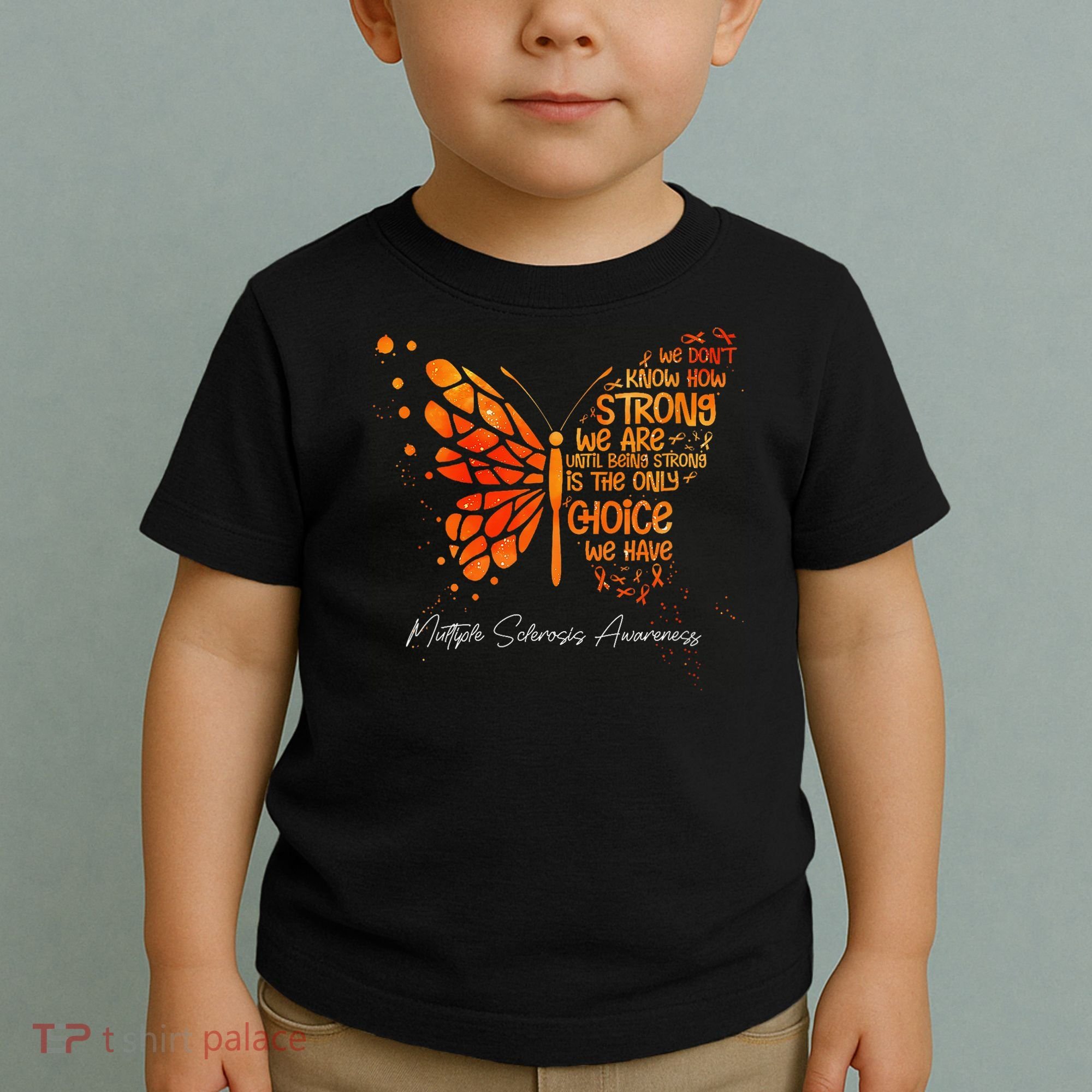 Butterfly Orange Ribbon Multiple Sclerosis Awareness Toddler T-Shirt