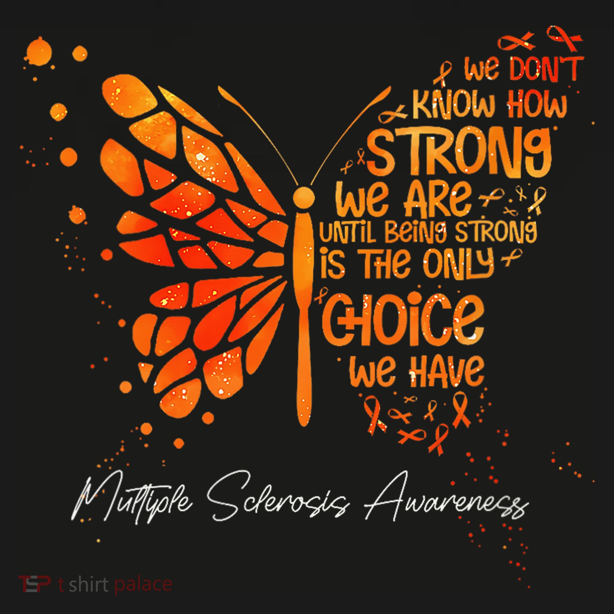 Butterfly Orange Ribbon Multiple Sclerosis Awareness Kids Long Sleeve Shirt